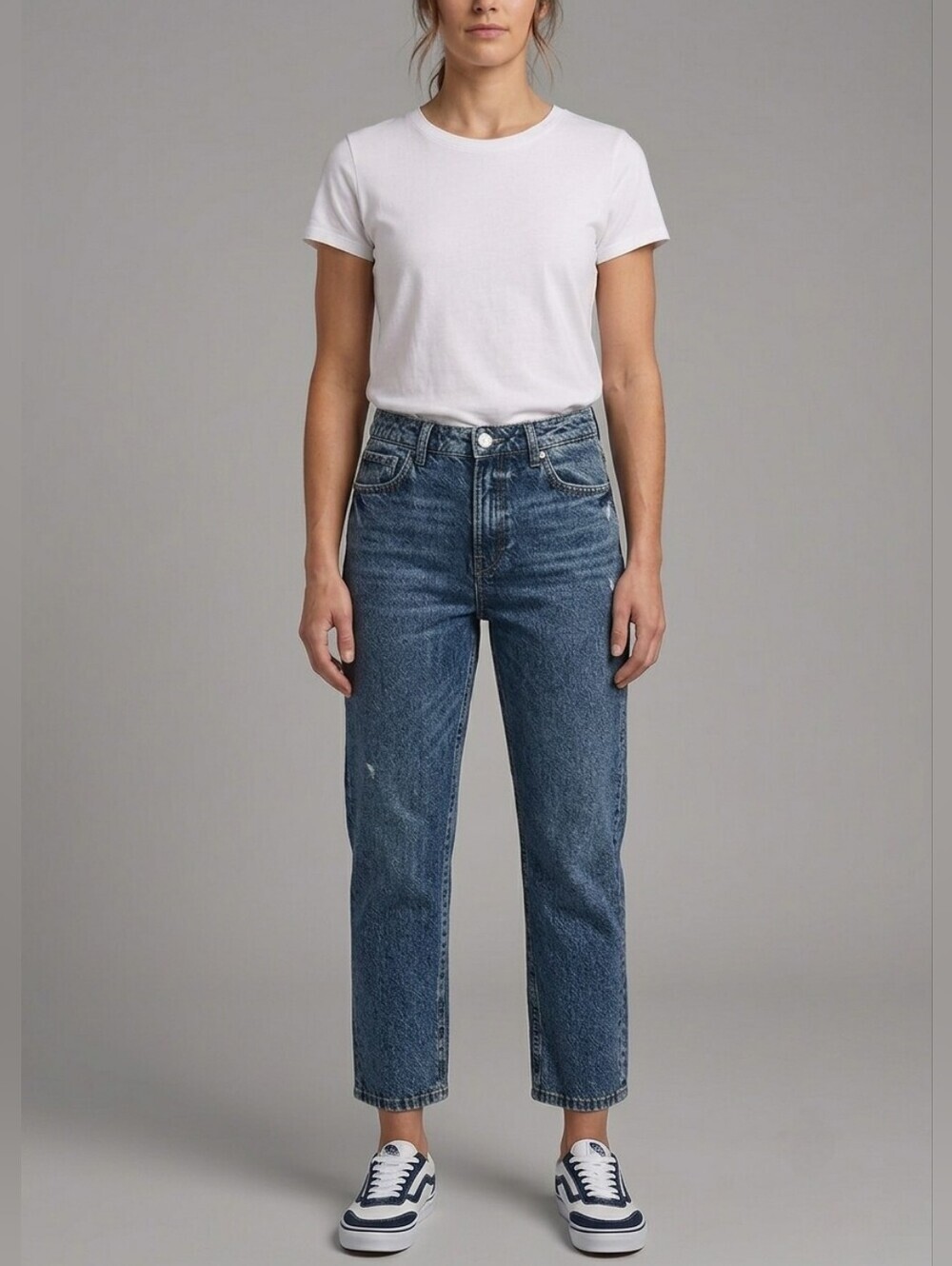 Denver Hayes High Rise Straight Crop Denim Jeans Blue 6 Classic Casual 80's Y2K